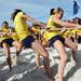 Michigan cheerleaders battle South Carolina cheerleaders during a tug-o-war at beach day in Clearwater, Fla. on Sunday, Dec. 30. Melanie Maxwell I AnnArbor.com